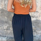 Elastic Waist Button Loose Wide Leg Pants