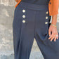 Elastic Waist Button Loose Wide Leg Pants