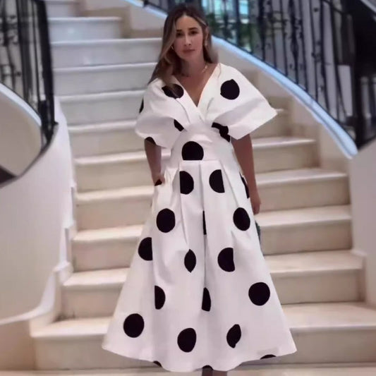 Elegant V-Neck A-Line Princess Sleeve Dress