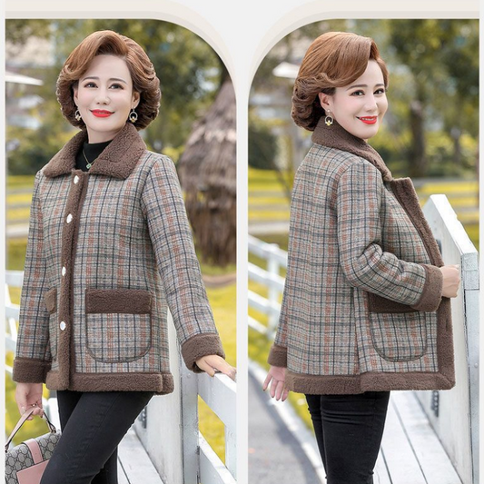Warm Women's Thickened Plaid Jacket