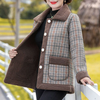 Warm Women's Thickened Plaid Jacket