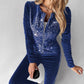 Women's Sequin Velvet Zipper Two-Piece Sweat Set