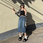 High-Waisted Denim Skirt With Slit