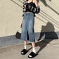 High-Waisted Denim Skirt With Slit