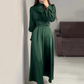 Women's Elegant Waisted Long-Sleeve Maxi Dresses