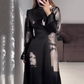 Women's Elegant Waisted Long-Sleeve Maxi Dresses