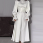 Women's Elegant Waisted Long-Sleeve Maxi Dresses