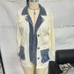 Women’s Denim-Patchwork Knitted Sweater Jacket