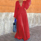 Flowy Chiffon Deep V-Neck Floor-Length Dress