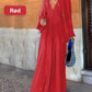Flowy Chiffon Deep V-Neck Floor-Length Dress