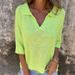 Stylish V-Neck Three-Quarter Sleeve Knit Top