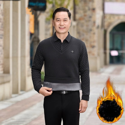 Men's Padded Warm Lapel Faux Two-Piece Top