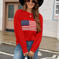 Women's Classic Flag Crew Neck Long Sleeve Sweater
