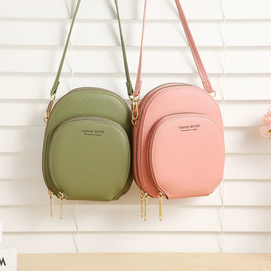 Women's Round Double Zipper Crossbody Mini Bag