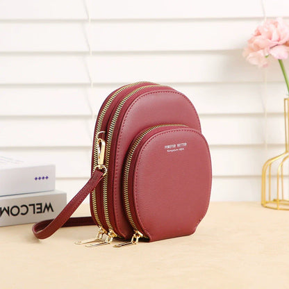 Women's Round Double Zipper Crossbody Mini Bag