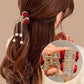 Elegant Velvet Rose Hair Clip with Pearls