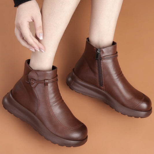 Women's Warm Artificial Leather Ankle Boots