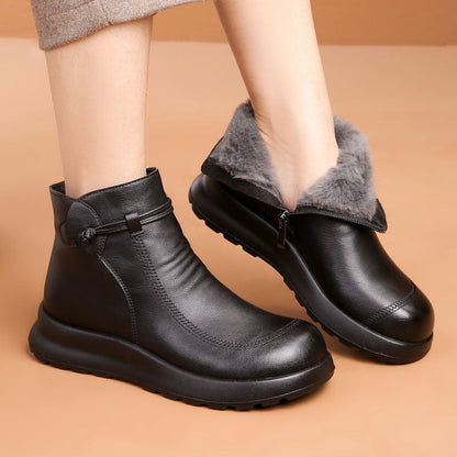 Women's Warm Artificial Leather Ankle Boots