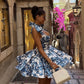 Elegant Floral Print Strapless Dress