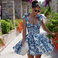 Elegant Floral Print Strapless Dress