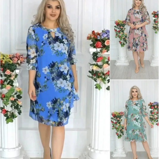 Women's Floral Print Knee-Length Dress