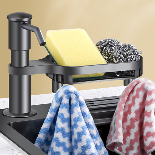 Multifunctional Kitchen Sink Organizer with Integrated Soap Dispenser