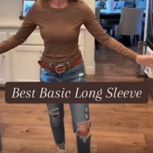 Women's Solid Color Long Sleeve Round Neck Slim Top