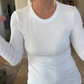 Women's Solid Color Long Sleeve Round Neck Slim Top