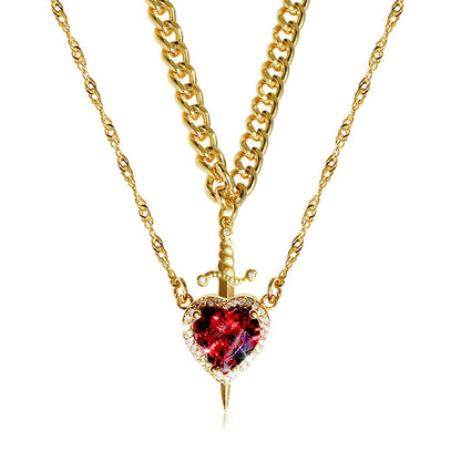 Heart & Sword Couples Necklace