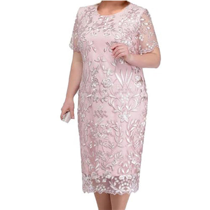 Plus Size Embroidered Cocktail Dress
