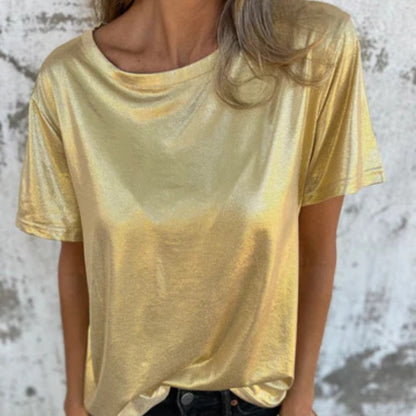 Loose Fit Round Neck Solid Color T-Shirt