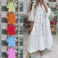 Women’s Elegant V Neck Eyelet Flowy Long Dress