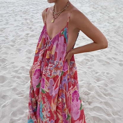 Women's Sleeveless Printed Maxi Beach Dress