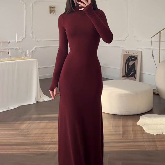 Women’s Mock Neck Bodycon Maxi Dress