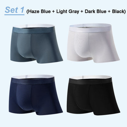 🔥HOT SALE 50% OFF 🔥 4pcs Men's Large Size Ice Silk Breathable Briefs