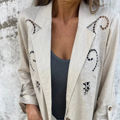 Women's Jacquard Lapel Collar Blazer Jacket