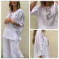 Lace-up Sleeve Top & Solid Color Pants 2-Piece Set