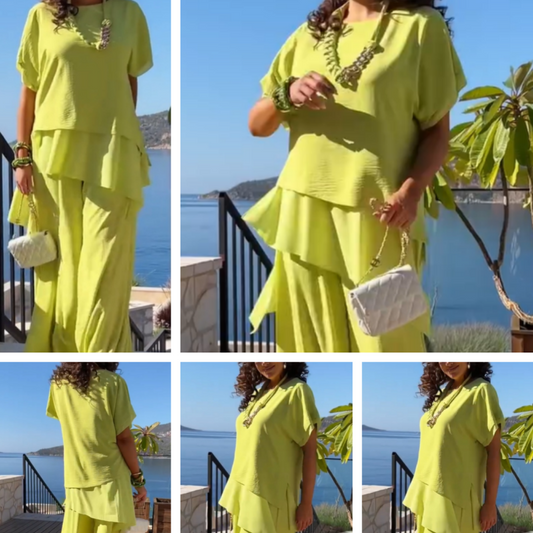 Women's Summer Loose Fit Solid Color 2-Piece Set
