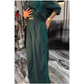 Chic Lace Patchwork Shirt & Wide-Leg Pants 2-PCS Set