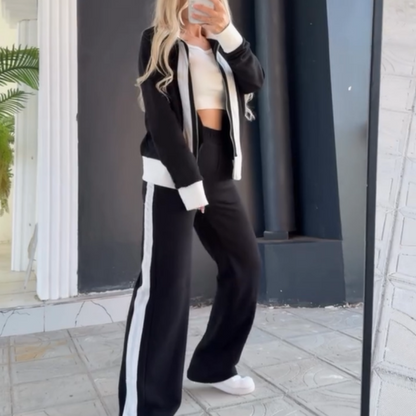 Women's Trendy Zip-Up Jacket & Pants 2-Piece Set