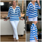 Women’s Casual Lapel V-Neck Striped Tops