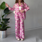 Printed Set Lapel Shirt & Wide Leg Pants