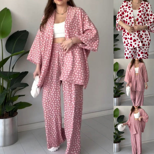 Women's Fashion Cardigan Top ＆ Pants Two Piece Set