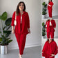 Solid Color Shirt & High Waist Wide Leg Pants 2-PCS Set