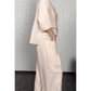V-Neck Three-Quarter Sleeve Top & Pocket Wide-Leg Pants 2PCS Set