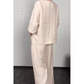 V-Neck Three-Quarter Sleeve Top & Pocket Wide-Leg Pants 2PCS Set