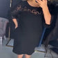 Women’s Elegant Black Midi Dress with Sheer Lace Panel