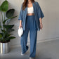 Solid Color 3/4 Sleeve Top and Pants Set