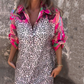 Leopard Print Loose Lapel Long Dress