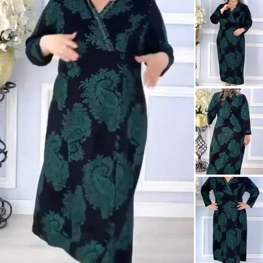 Plus Size V-Neck Midi Dress